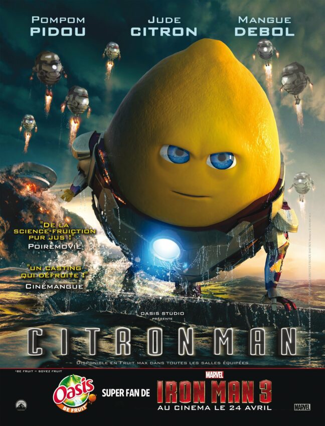 Affiche du comic movie Citron Man parodiant Iron Man 3